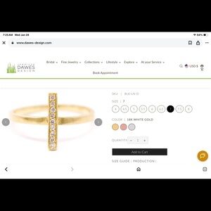 Jennifer Dawes diamond 18k white gold stacking ring sz 7